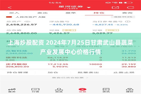 上海炒股配资 2024年7月25日甘肃武山县蔬菜产业发展中心价格行情