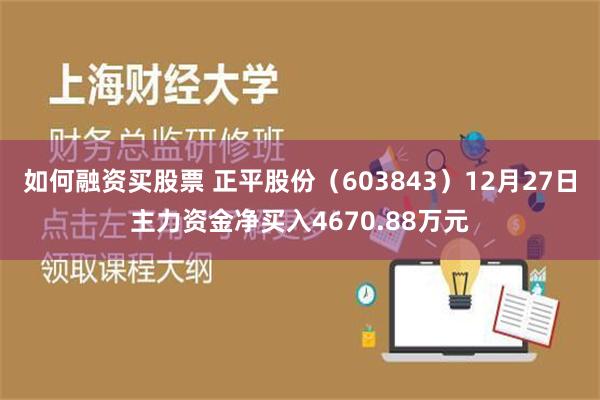 如何融资买股票 正平股份（603843）12月27日主力资金净买入4670.88万元