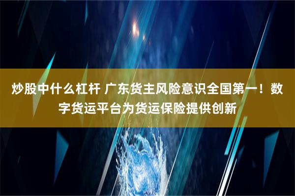 炒股中什么杠杆 广东货主风险意识全国第一！数字货运平台为货运保险提供创新